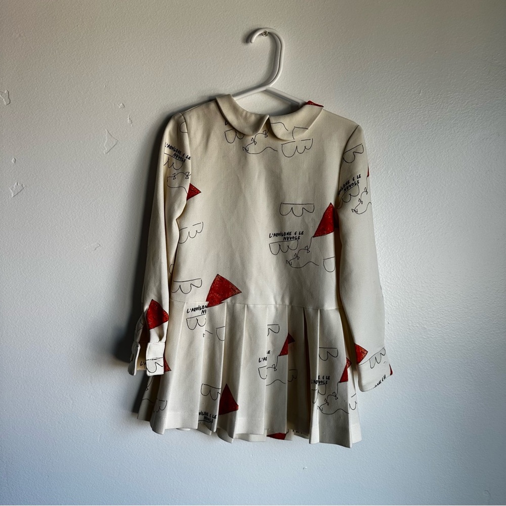 The Animals Observatory Cream Dress with Red and Black Print